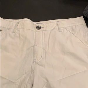 Men’s flat front pants. White